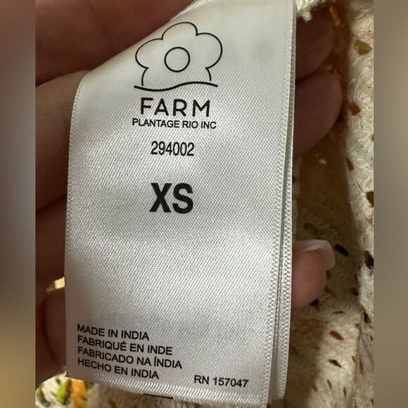 FARM Rio OFF WHITE CASHEW MIDI DRESS floral yellow size XS bodycon - Picture 7 of 9